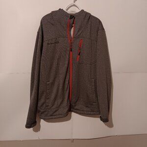 Free Country Marled Tech Solid Gray Full Zip Hooded Fleece Mens Size 2XL